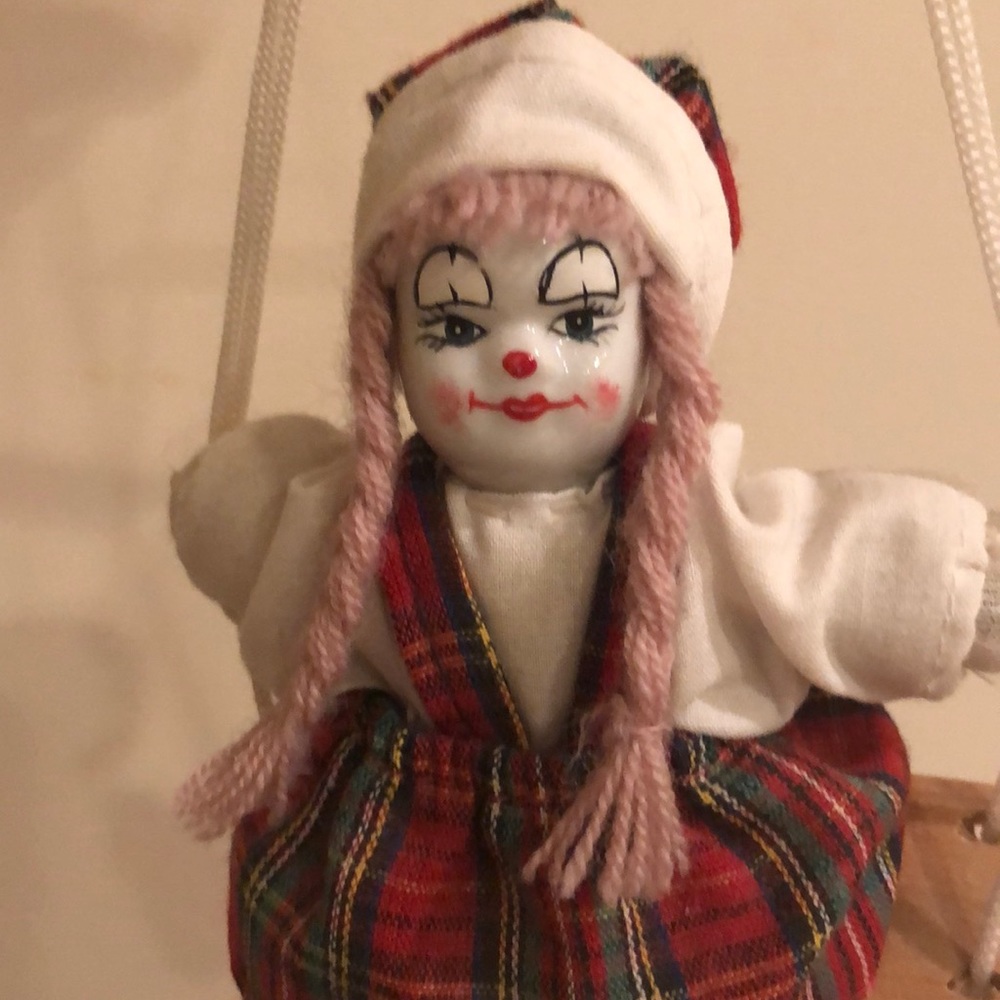 Ceramic hand painted vintage doll